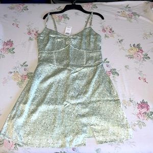 Hollister Light Green Floral Satin Corset Short Dress